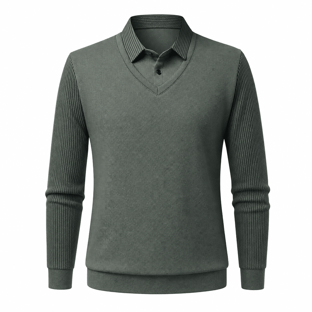 Polo homme manches longues col chemise classique