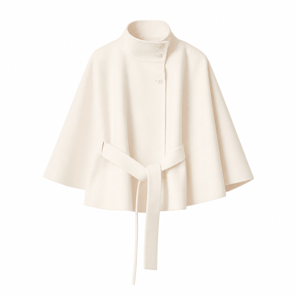 Manteau cape femme col haut élégant hiver