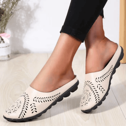 Ballerine femme cuir slip-on semelle caoutchouc antidérapante légère
