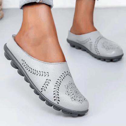 Ballerine femme cuir slip-on semelle caoutchouc antidérapante légère