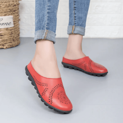 Ballerine femme cuir slip-on semelle caoutchouc antidérapante légère