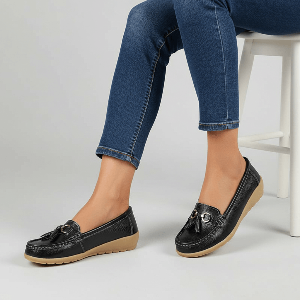 Mocassin orthopédique femme cuir synthétique semelle EVA slip-on