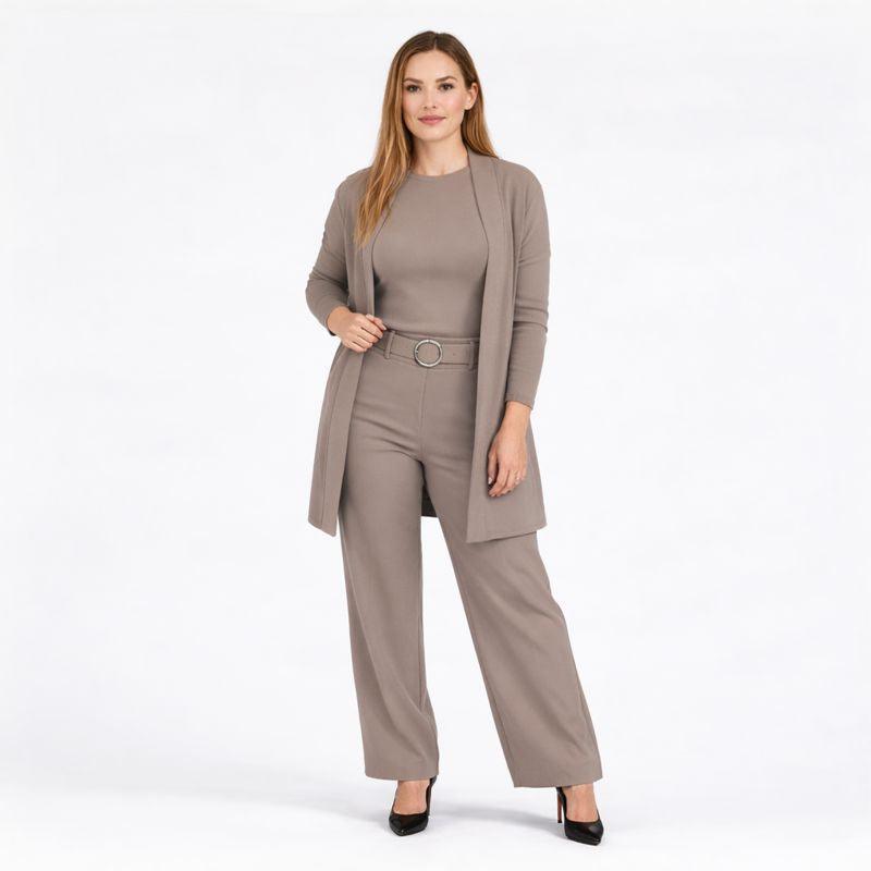 Ensemble femme élégant trois pièces veste haut pantalon