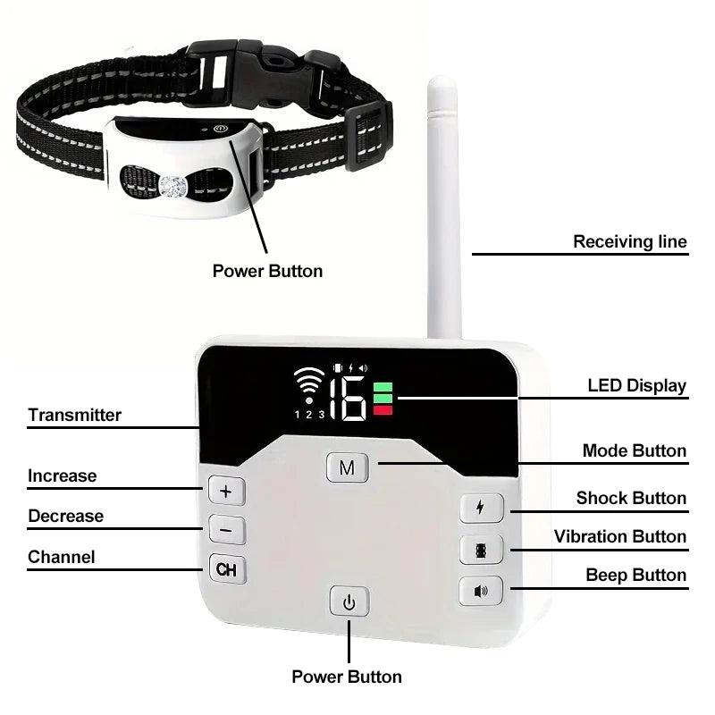 Clôture sans fil chien collier récepteur IP65 USB portée 300 m