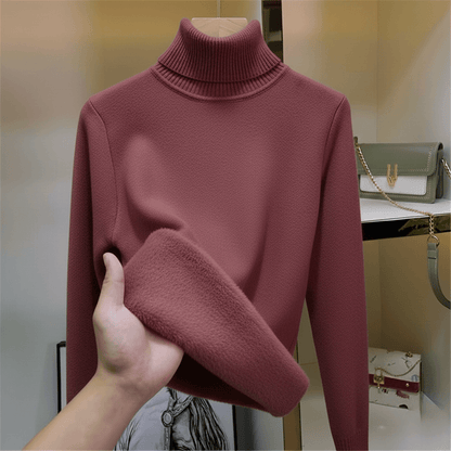 Pull col roulé femme polaire chaud manches longues