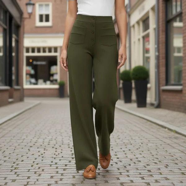 Pantalon femme taille haute élégant confort