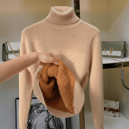 Pull col roulé femme polaire chaud manches longues