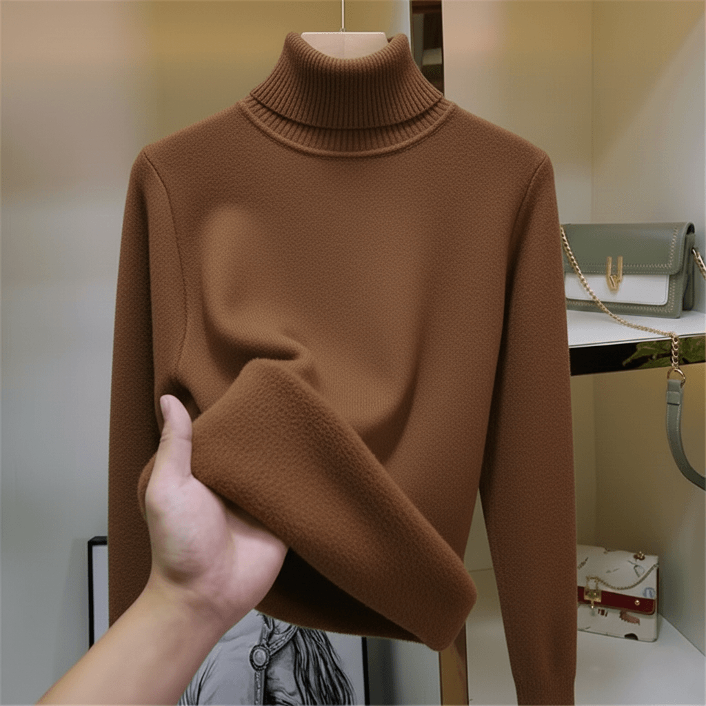 Pull col roulé femme polaire chaud manches longues
