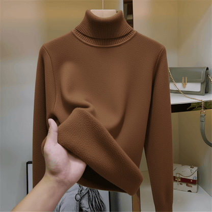 Pull col roulé femme polaire chaud manches longues
