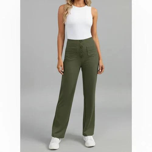Pantalon femme taille haute élégant confort