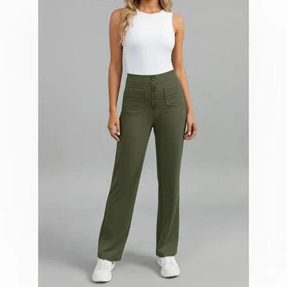 Pantalon femme taille haute élégant confort