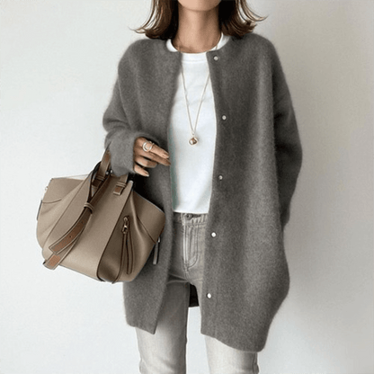 Gilet femme élégant maille tricotée coupe ajustée automne hiver