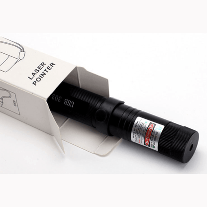 Pointeur laser rechargeable USB-C aluminium 3 couleurs verrou sécurité portée 10 000 m