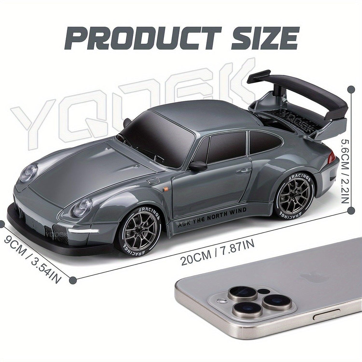 Voiture RC drift 4WD télécommandée 2,4GHz LED 1:24 batterie lithium USB 8 ans et plus