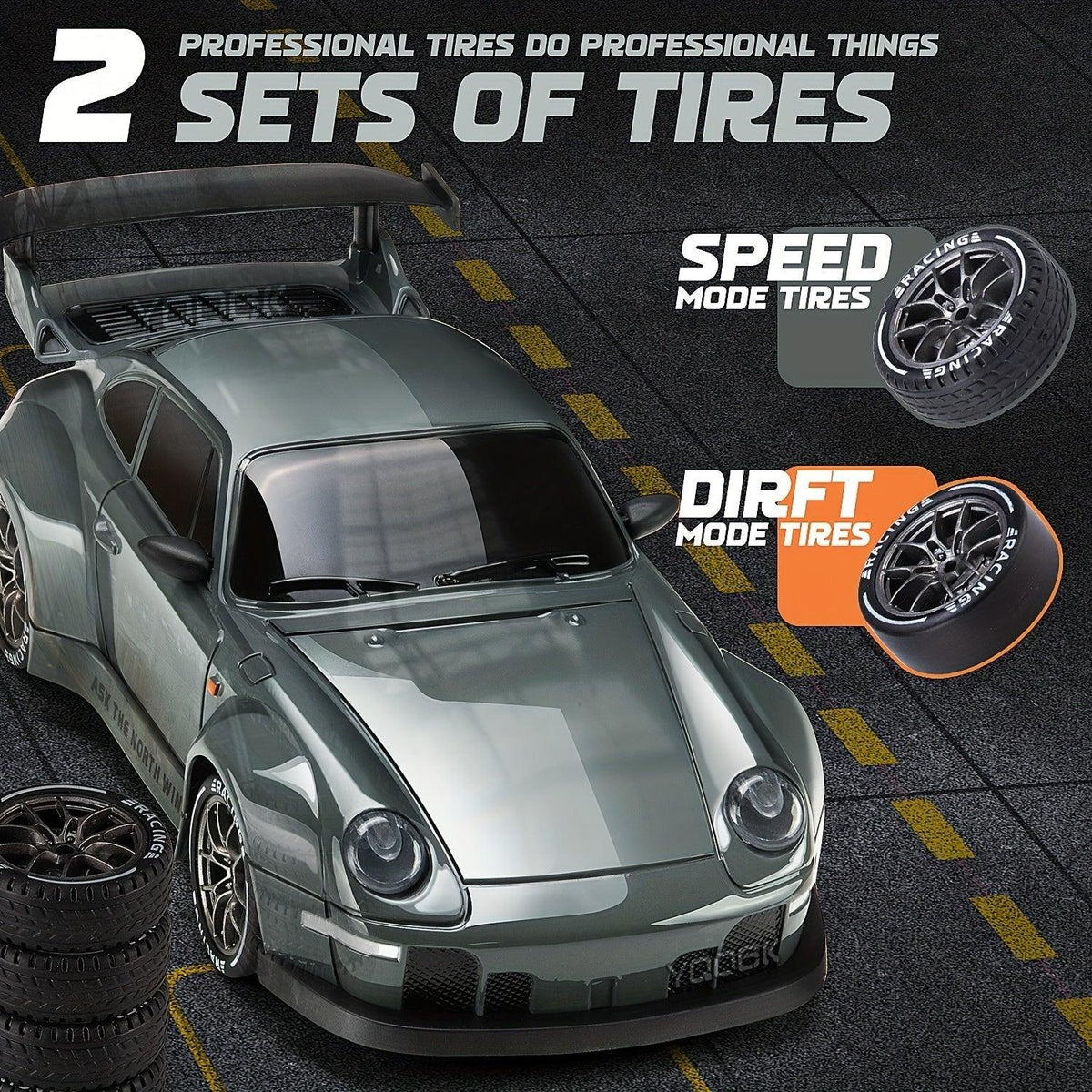 Voiture RC drift 4WD télécommandée 2,4GHz LED 1:24 batterie lithium USB 8 ans et plus