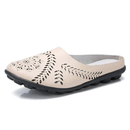 Ballerine femme cuir slip-on semelle caoutchouc antidérapante légère