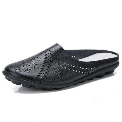 Ballerine femme cuir slip-on semelle caoutchouc antidérapante légère