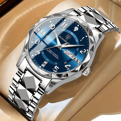 Montre sport homme titane double affichage étanche 50 m chronographe aiguilles lumineuses