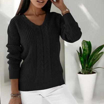 Pull tricoté femme maille douce manches longues coupe semi-ajustée