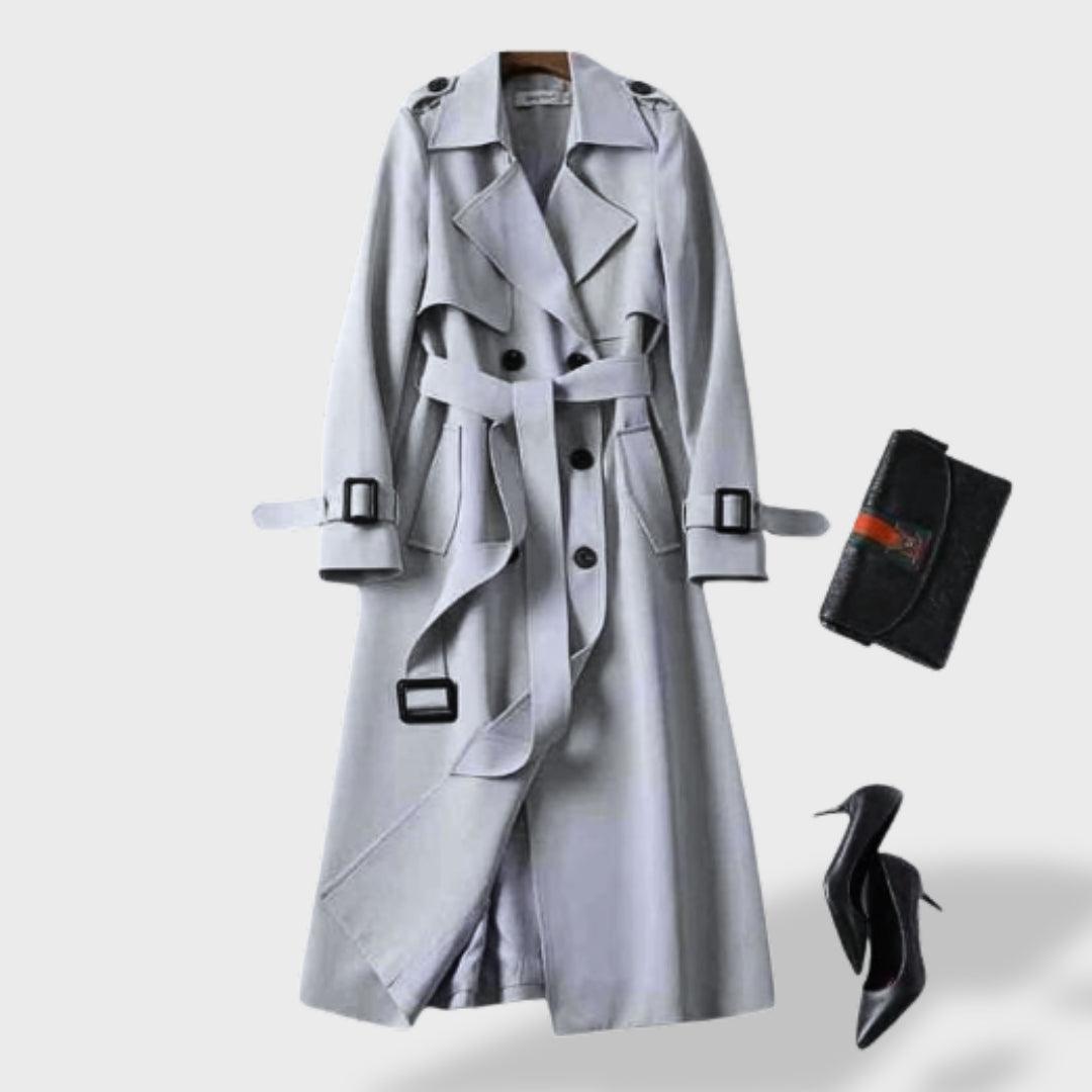 Trench femme imperméable ceinturé col rabattu
