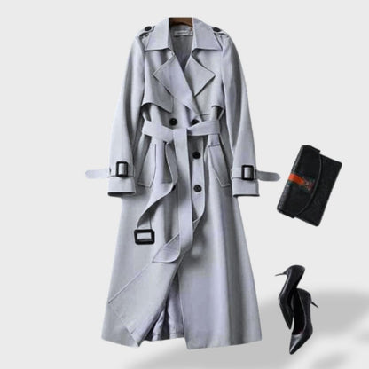 Trench femme imperméable ceinturé col rabattu