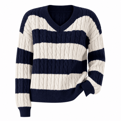 Pull rayé femme col rond manches longues