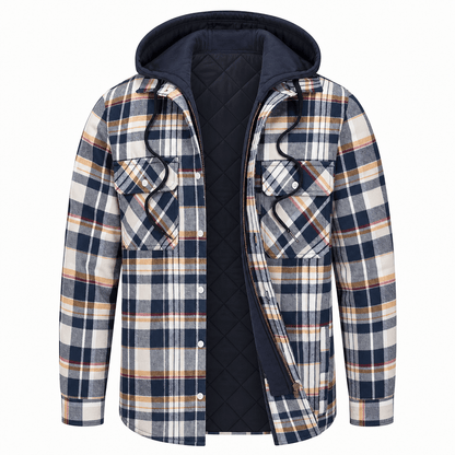 Veste à capuche homme carreaux flanelle chaud