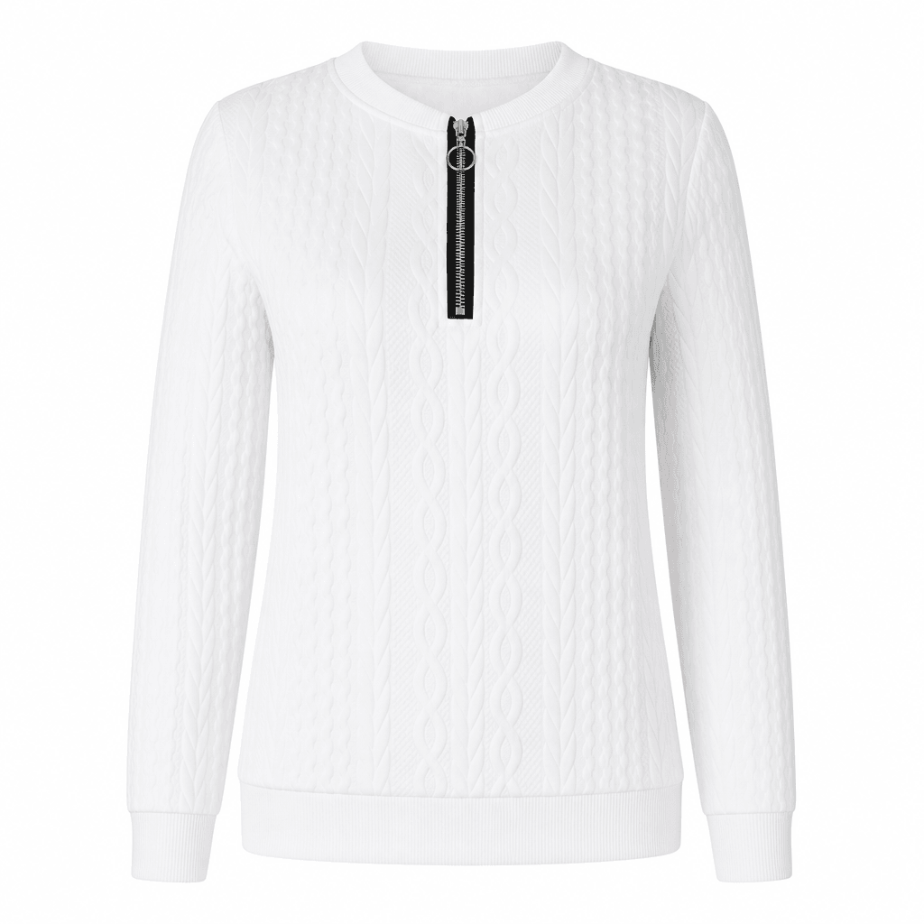 Sweat-shirt femme élégant col rond manches longues