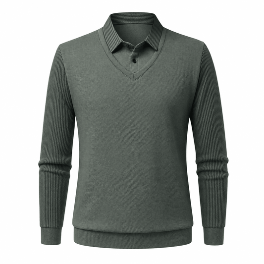 Polo homme manches longues col chemise classique