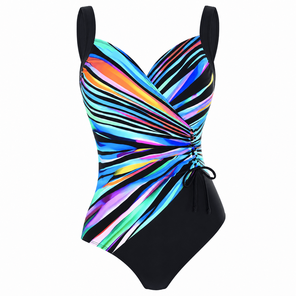 Maillot de bain femme une pièce sculptant rayures