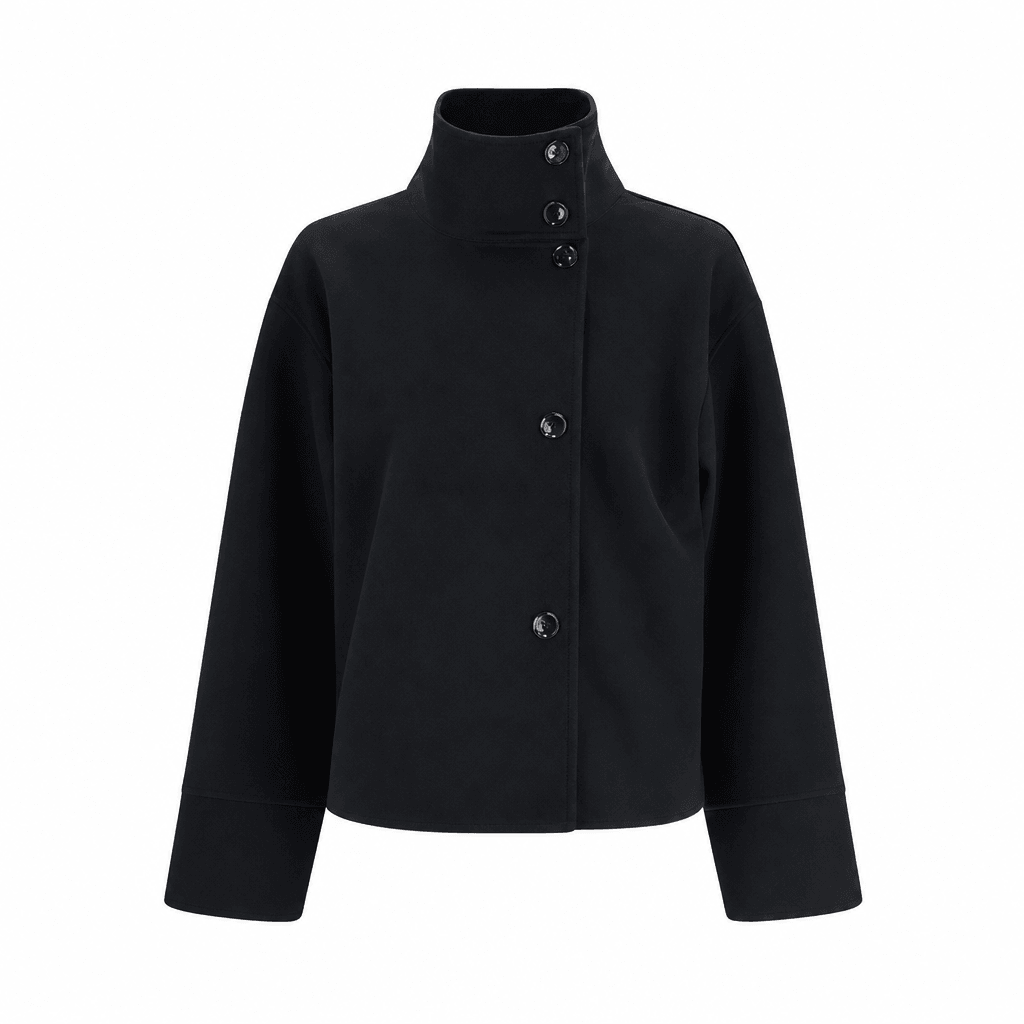 Manteau court femme col élégant boutons