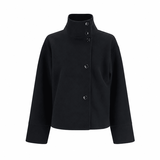 Manteau court femme col élégant boutons