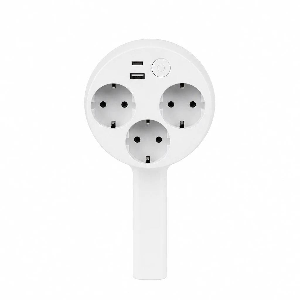 Prise extensible télescopique 47-67cm tête rotative 3 prises EU USB-A USB-C certifiée CE