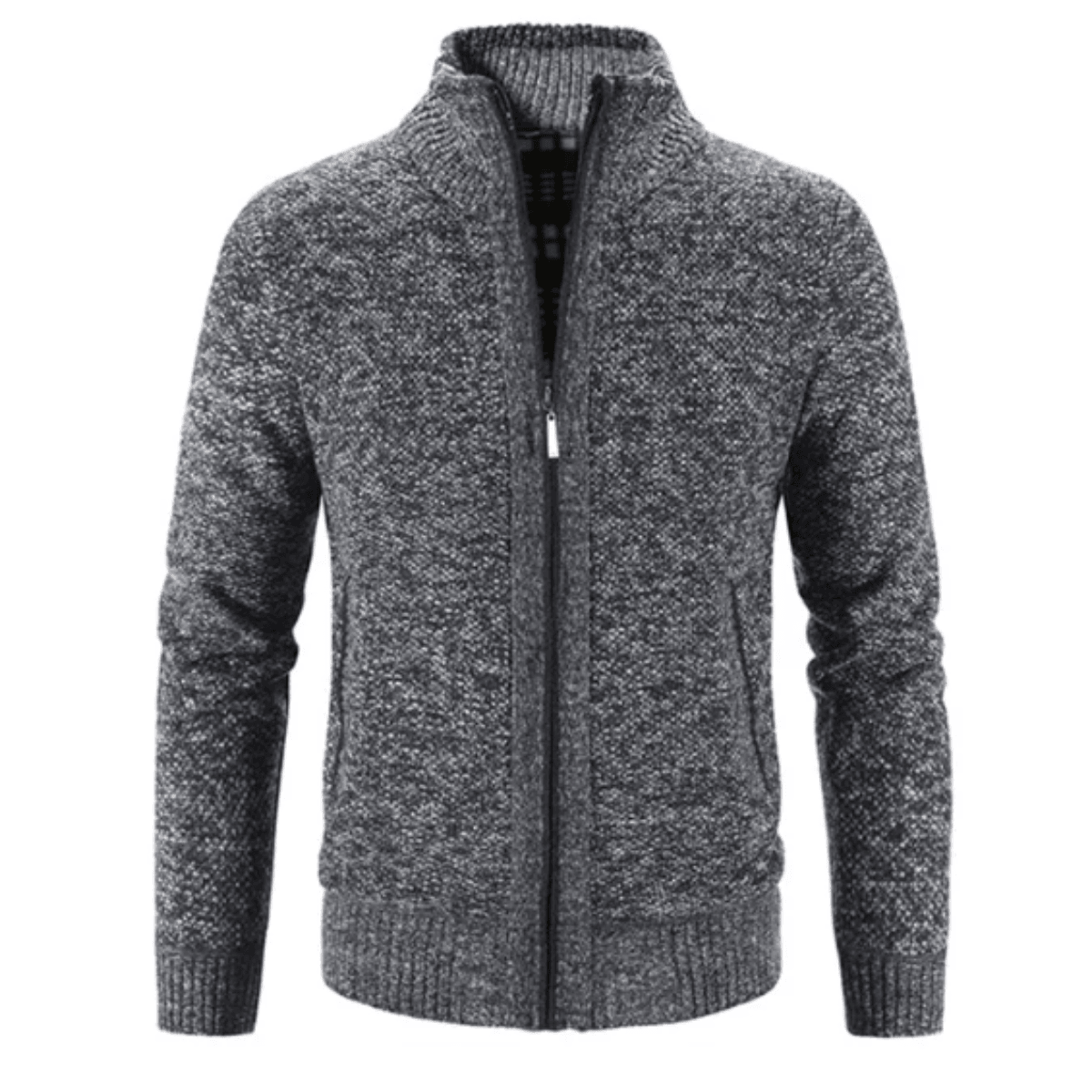 Gilet col haut zippé femme tricot chaud manches longues