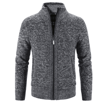 Gilet col haut zippé femme tricot chaud manches longues