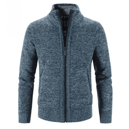 Gilet col haut zippé femme tricot chaud manches longues
