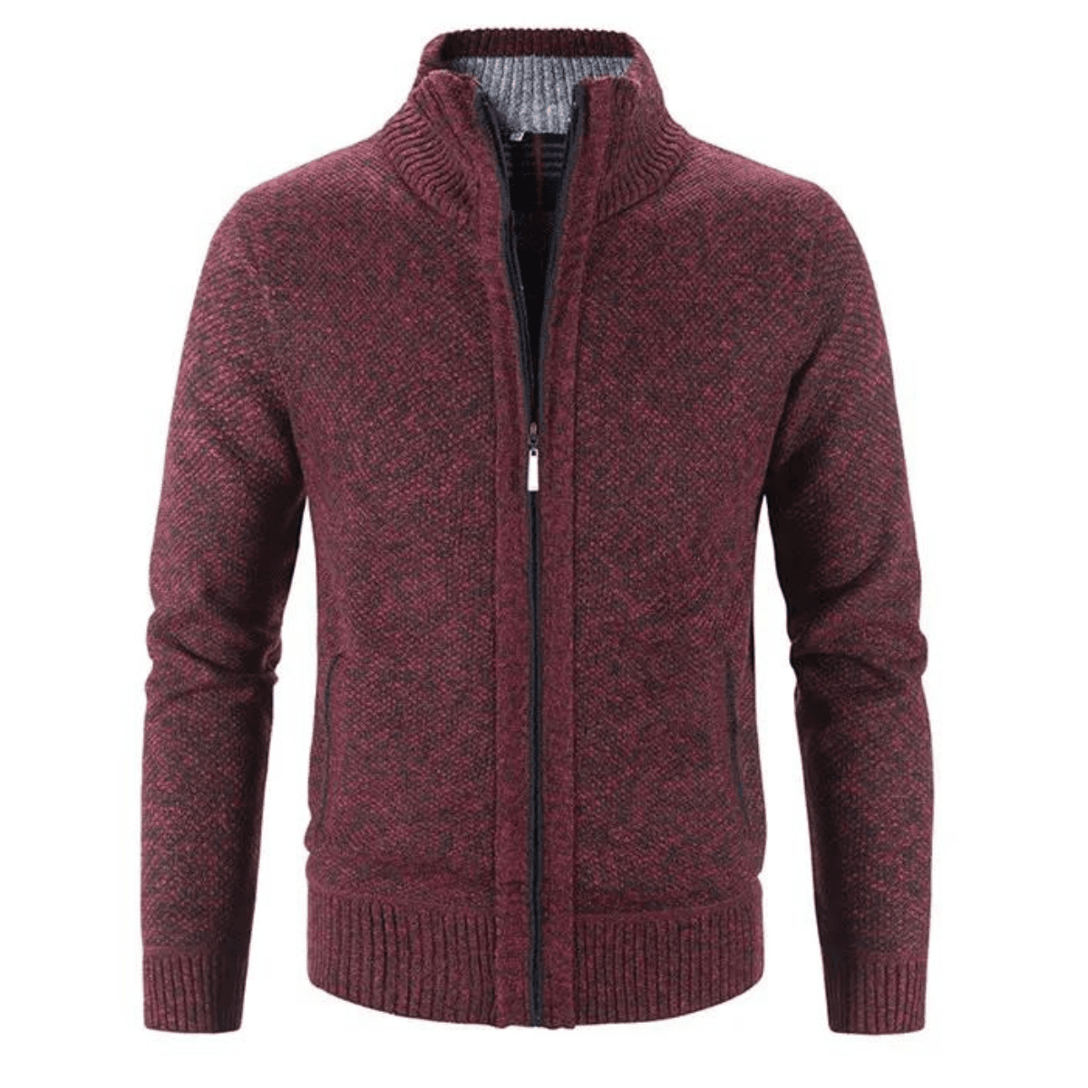 Gilet col haut zippé femme tricot chaud manches longues