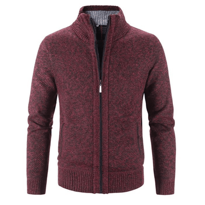 Gilet col haut zippé femme tricot chaud manches longues