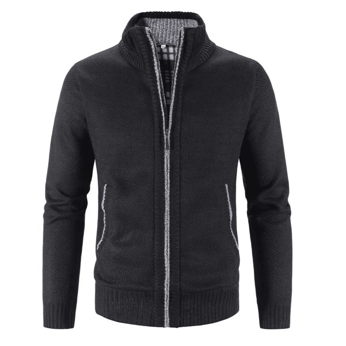Gilet col haut zippé femme tricot chaud manches longues