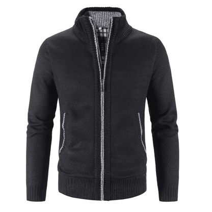Gilet col haut zippé femme tricot chaud manches longues
