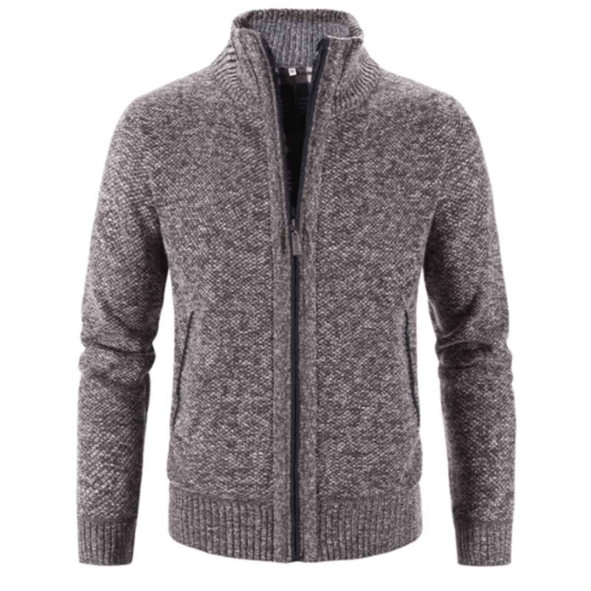 Gilet col haut zippé femme tricot chaud manches longues