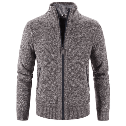 Gilet col haut zippé femme tricot chaud manches longues