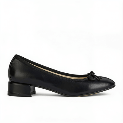 Ballerines Femme en Cuir Véritable Noir - Bout Rond - Semelle Antidérapante - Sans Lacets – fond blanc