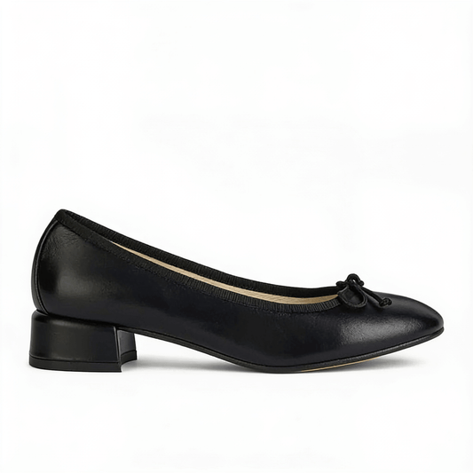 Ballerines Femme en Cuir Véritable Noir - Bout Rond - Semelle Antidérapante - Sans Lacets – fond blanc
