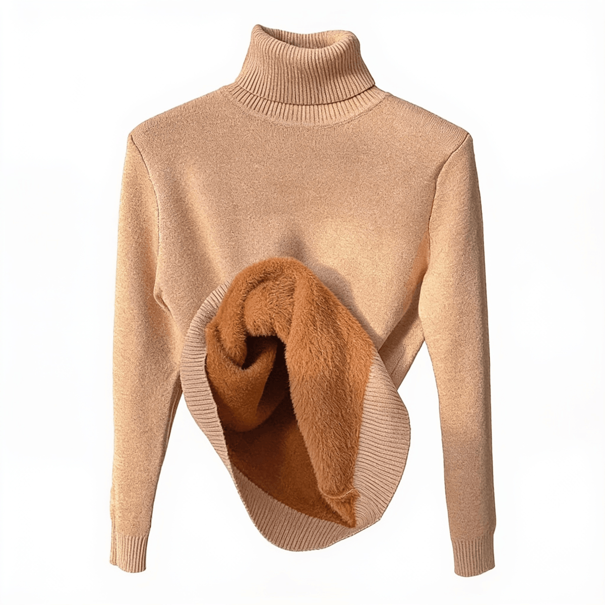 Luxe Polaire – pull col roulé femme – fond blanc