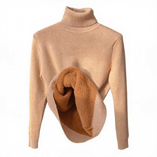 Luxe Polaire – pull col roulé femme – fond blanc