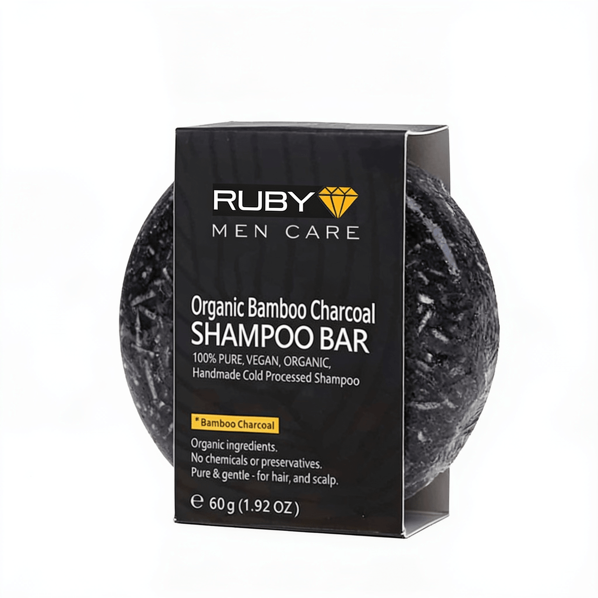 Élégance Noire – Shampooing solide – fond blanc