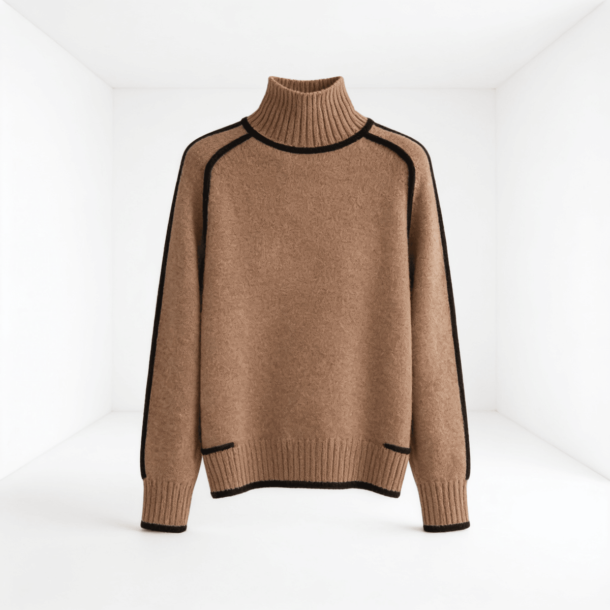 Elégance Suprême – pull col roulé femme – fond blanc