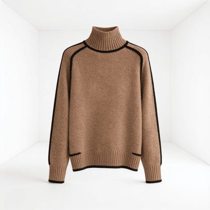 Elégance Suprême – pull col roulé femme – fond blanc