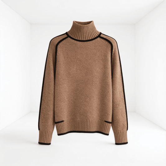 Elégance Suprême – pull col roulé femme – fond blanc
